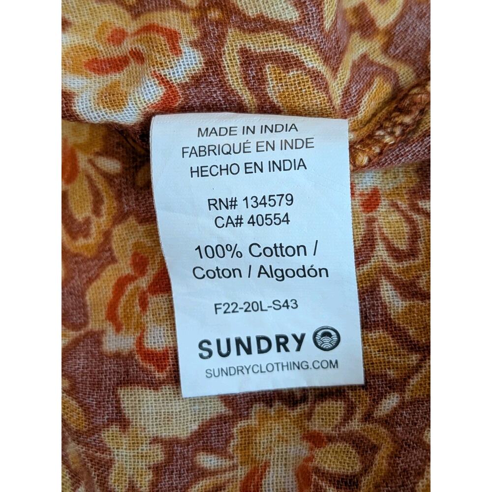 Anthropologie Sundry Midi Dress Ditsy Floral Cotton Boho Puff Sleeve Sz 1 - Picture 6 of 8